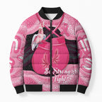 Personalised Australia Breast Cancer Awareness Bomber Puffer Jacket Pink Cockatoo Fight Boxing Gloves Aboriginal Art