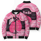 Personalised Australia Breast Cancer Awareness Bomber Puffer Jacket Pink Cockatoo Fight Boxing Gloves Aboriginal Art