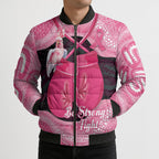 Personalised Australia Breast Cancer Awareness Bomber Puffer Jacket Pink Cockatoo Fight Boxing Gloves Aboriginal Art