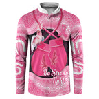 Personalised Australia Breast Cancer Awareness Button Sweatshirt Pink Cockatoo Fight Boxing Gloves Aboriginal Art