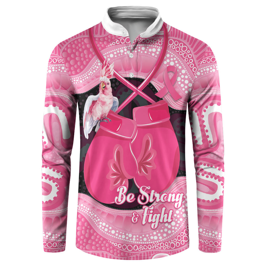 Personalised Australia Breast Cancer Awareness Button Sweatshirt Pink Cockatoo Fight Boxing Gloves Aboriginal Art