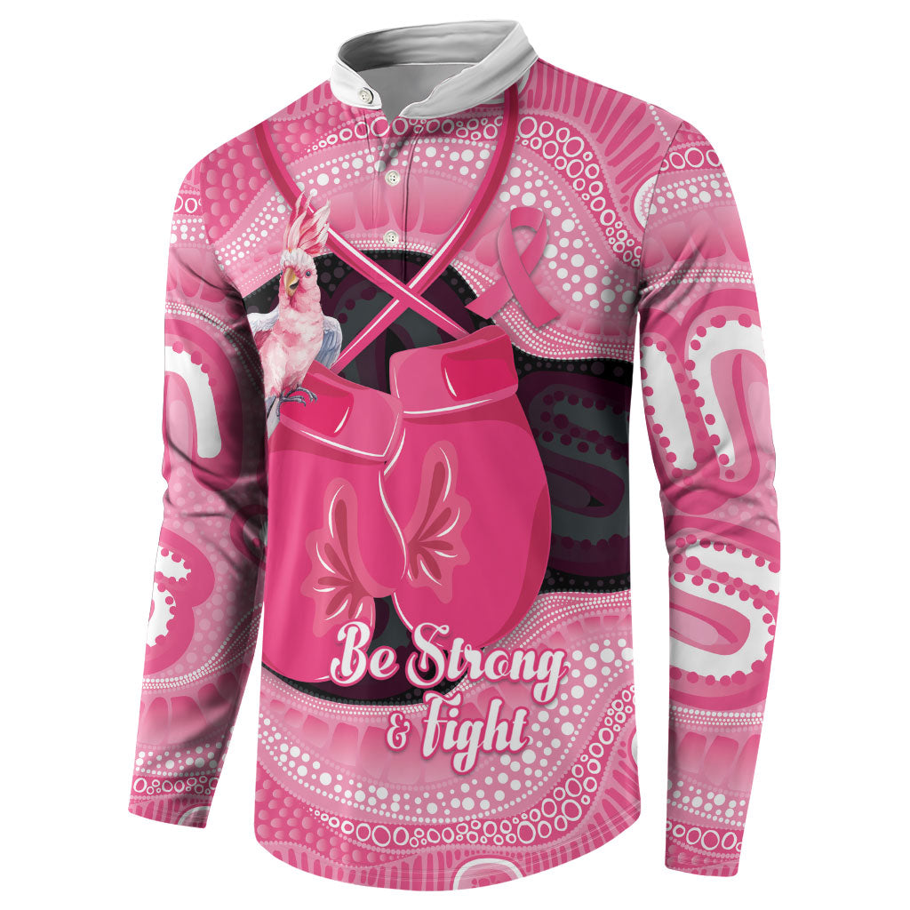 Personalised Australia Breast Cancer Awareness Button Sweatshirt Pink Cockatoo Fight Boxing Gloves Aboriginal Art