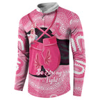 Personalised Australia Breast Cancer Awareness Button Sweatshirt Pink Cockatoo Fight Boxing Gloves Aboriginal Art