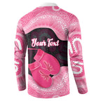 Personalised Australia Breast Cancer Awareness Button Sweatshirt Pink Cockatoo Fight Boxing Gloves Aboriginal Art