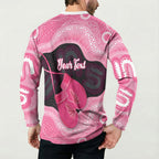 Personalised Australia Breast Cancer Awareness Button Sweatshirt Pink Cockatoo Fight Boxing Gloves Aboriginal Art