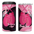 Personalised Australia Breast Cancer Awareness 4 in 1 Can Cooler Tumbler Pink Cockatoo Fight Boxing Gloves Aboriginal Art