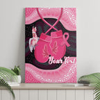 Personalised Australia Breast Cancer Awareness Canvas Wall Art Pink Cockatoo Fight Boxing Gloves Aboriginal Art