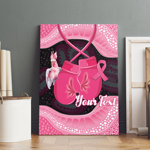 Personalised Australia Breast Cancer Awareness Canvas Wall Art Pink Cockatoo Fight Boxing Gloves Aboriginal Art