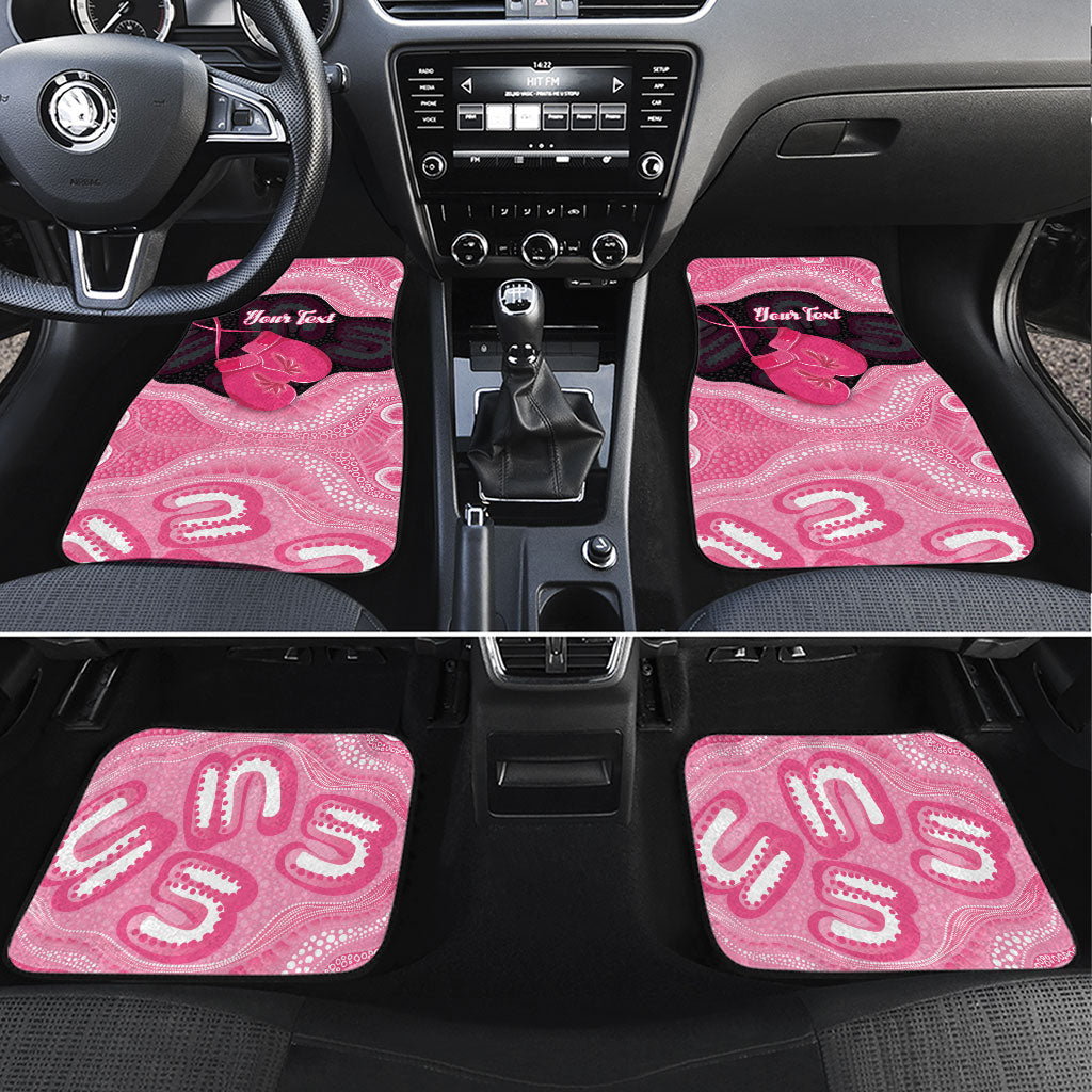 Personalised Australia Breast Cancer Awareness Car Mats Pink Cockatoo Fight Boxing Gloves Aboriginal Art