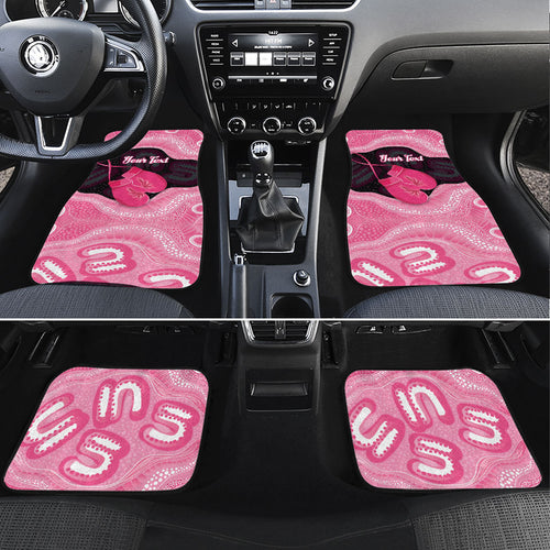 Personalised Australia Breast Cancer Awareness Car Mats Pink Cockatoo Fight Boxing Gloves Aboriginal Art