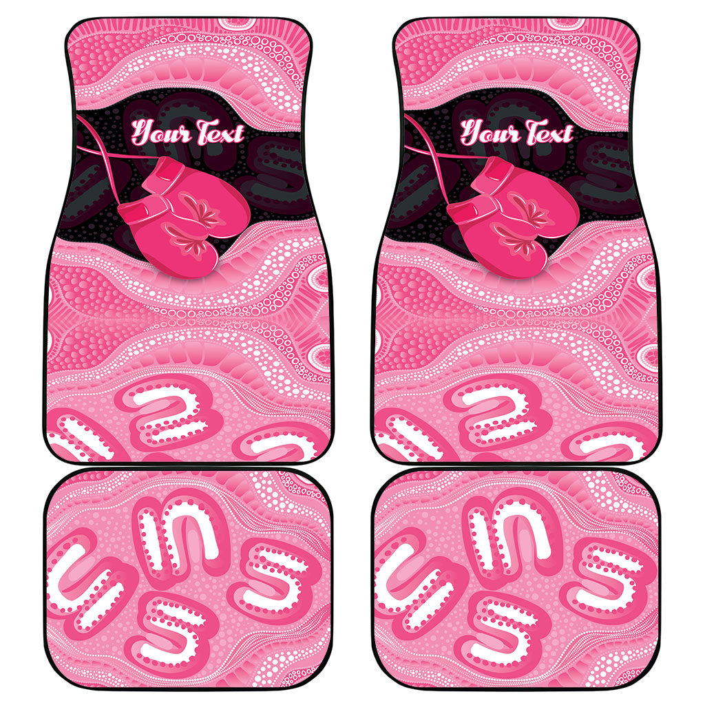 Personalised Australia Breast Cancer Awareness Car Mats Pink Cockatoo Fight Boxing Gloves Aboriginal Art