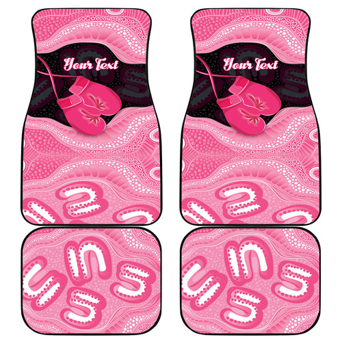 Personalised Australia Breast Cancer Awareness Car Mats Pink Cockatoo Fight Boxing Gloves Aboriginal Art