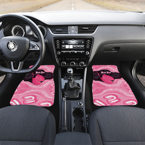 Personalised Australia Breast Cancer Awareness Car Mats Pink Cockatoo Fight Boxing Gloves Aboriginal Art