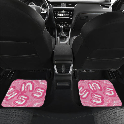 Personalised Australia Breast Cancer Awareness Car Mats Pink Cockatoo Fight Boxing Gloves Aboriginal Art
