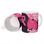 Personalised Australia Breast Cancer Awareness Ceramic Mug Pink Cockatoo Fight Boxing Gloves Aboriginal Art