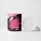 Personalised Australia Breast Cancer Awareness Ceramic Mug Pink Cockatoo Fight Boxing Gloves Aboriginal Art