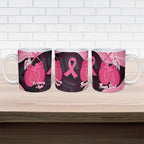 Personalised Australia Breast Cancer Awareness Ceramic Mug Pink Cockatoo Fight Boxing Gloves Aboriginal Art