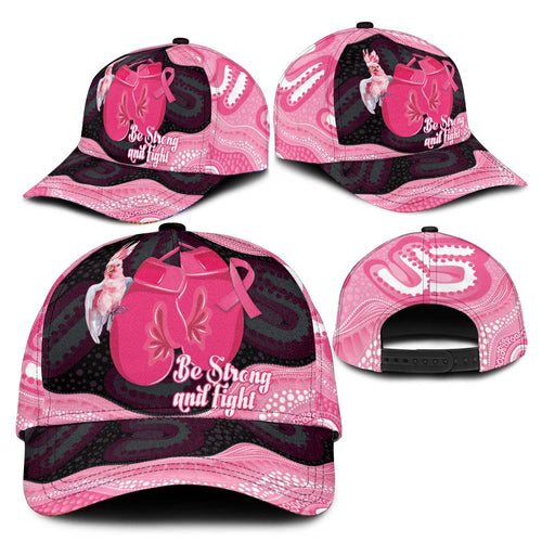 Australia Breast Cancer Awareness Classic Cap Pink Cockatoo Fight Boxing Gloves Aboriginal Art