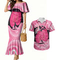 Personalised Australia Breast Cancer Awareness Couples Matching Mermaid Dress and Hawaiian Shirt Pink Cockatoo Fight Boxing Gloves Aboriginal Art
