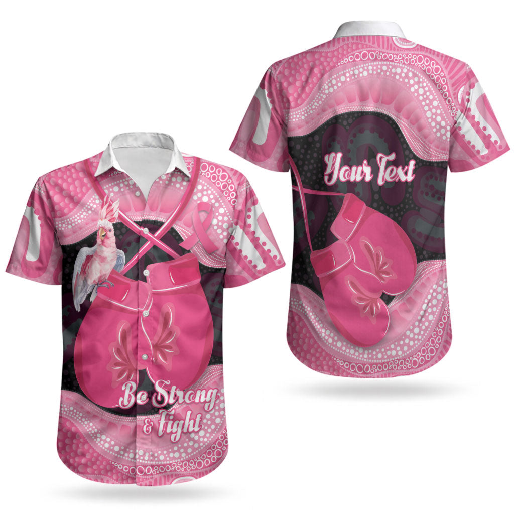 Personalised Australia Breast Cancer Awareness Couples Matching Off Shoulder Maxi Dress and Hawaiian Shirt Pink Cockatoo Fight Boxing Gloves Aboriginal Art