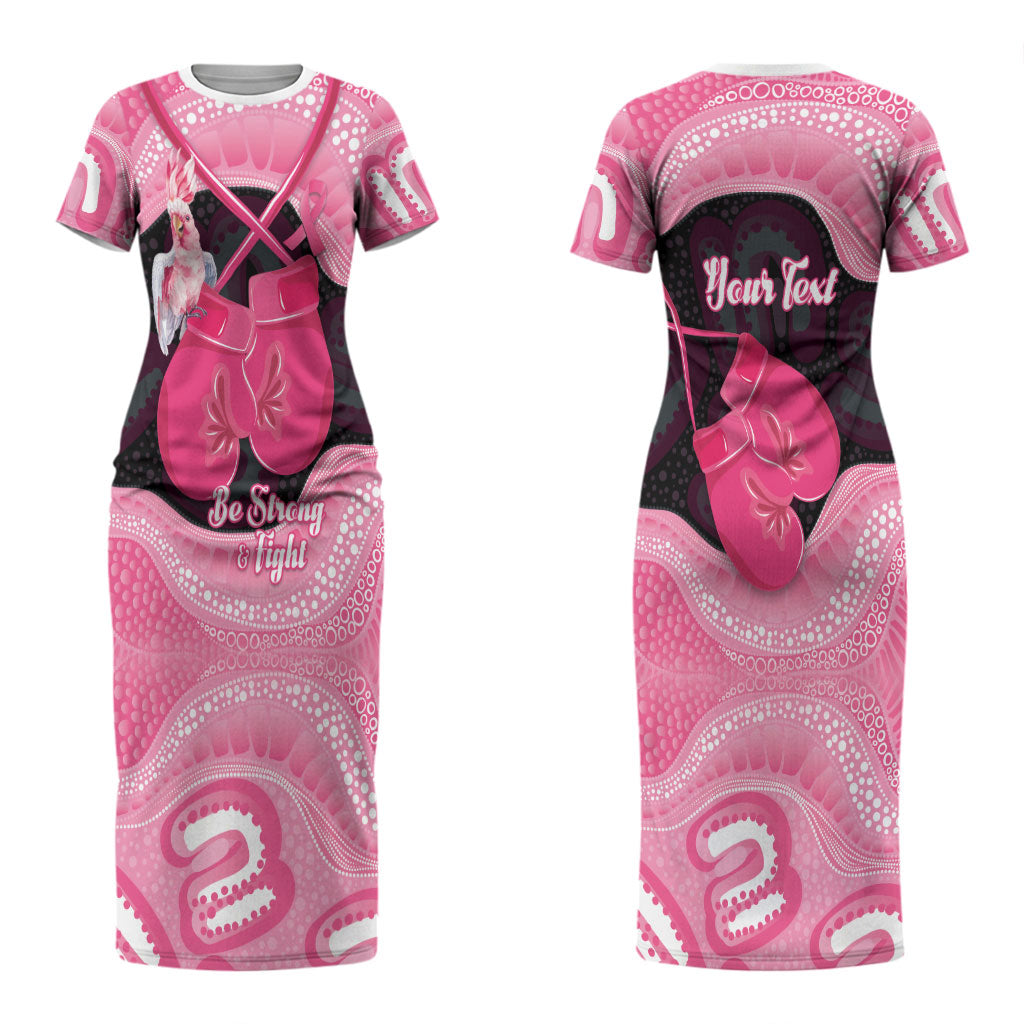 Personalised Australia Breast Cancer Awareness Couples Matching Short Sleeve Bodycon Dress and Hawaiian Shirt Pink Cockatoo Fight Boxing Gloves Aboriginal Art
