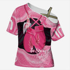 Personalised Australia Breast Cancer Awareness Cross Shoulder Shirt Pink Cockatoo Fight Boxing Gloves Aboriginal Art