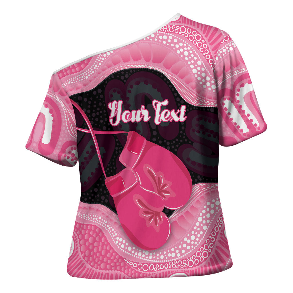 Personalised Australia Breast Cancer Awareness Cross Shoulder Shirt Pink Cockatoo Fight Boxing Gloves Aboriginal Art