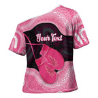 Personalised Australia Breast Cancer Awareness Cross Shoulder Shirt Pink Cockatoo Fight Boxing Gloves Aboriginal Art