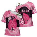 Personalised Australia Breast Cancer Awareness Cross Shoulder Shirt Pink Cockatoo Fight Boxing Gloves Aboriginal Art