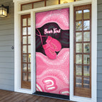 Personalised Australia Breast Cancer Awareness Door Cover Pink Cockatoo Fight Boxing Gloves Aboriginal Art