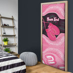 Personalised Australia Breast Cancer Awareness Door Cover Pink Cockatoo Fight Boxing Gloves Aboriginal Art