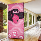 Personalised Australia Breast Cancer Awareness Door Cover Pink Cockatoo Fight Boxing Gloves Aboriginal Art