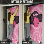 Personalised Australia Breast Cancer Awareness Door Cover Pink Cockatoo Fight Boxing Gloves Aboriginal Art