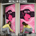 Personalised Australia Breast Cancer Awareness Door Cover Pink Cockatoo Fight Boxing Gloves Aboriginal Art