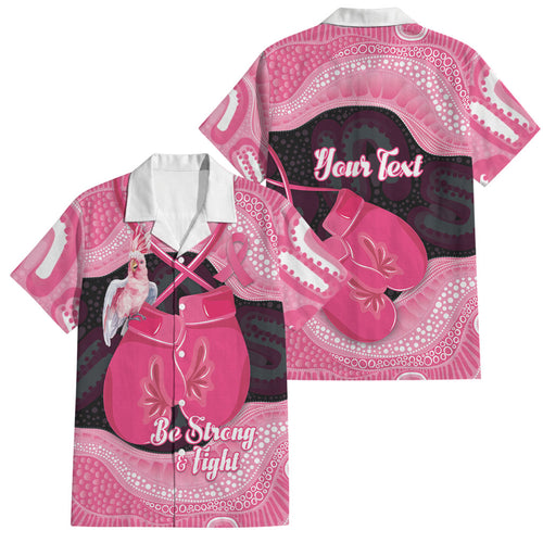 Personalised Australia Breast Cancer Awareness Family Matching Long Sleeve Bodycon Dress and Hawaiian Shirt Pink Cockatoo Fight Boxing Gloves Aboriginal Art