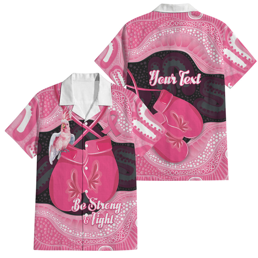 Personalised Australia Breast Cancer Awareness Family Matching Off Shoulder Maxi Dress and Hawaiian Shirt Pink Cockatoo Fight Boxing Gloves Aboriginal Art