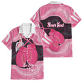 Personalised Australia Breast Cancer Awareness Family Matching Off Shoulder Short Dress and Hawaiian Shirt Pink Cockatoo Fight Boxing Gloves Aboriginal Art
