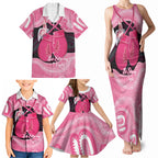 Personalised Australia Breast Cancer Awareness Family Matching Tank Maxi Dress and Hawaiian Shirt Pink Cockatoo Fight Boxing Gloves Aboriginal Art