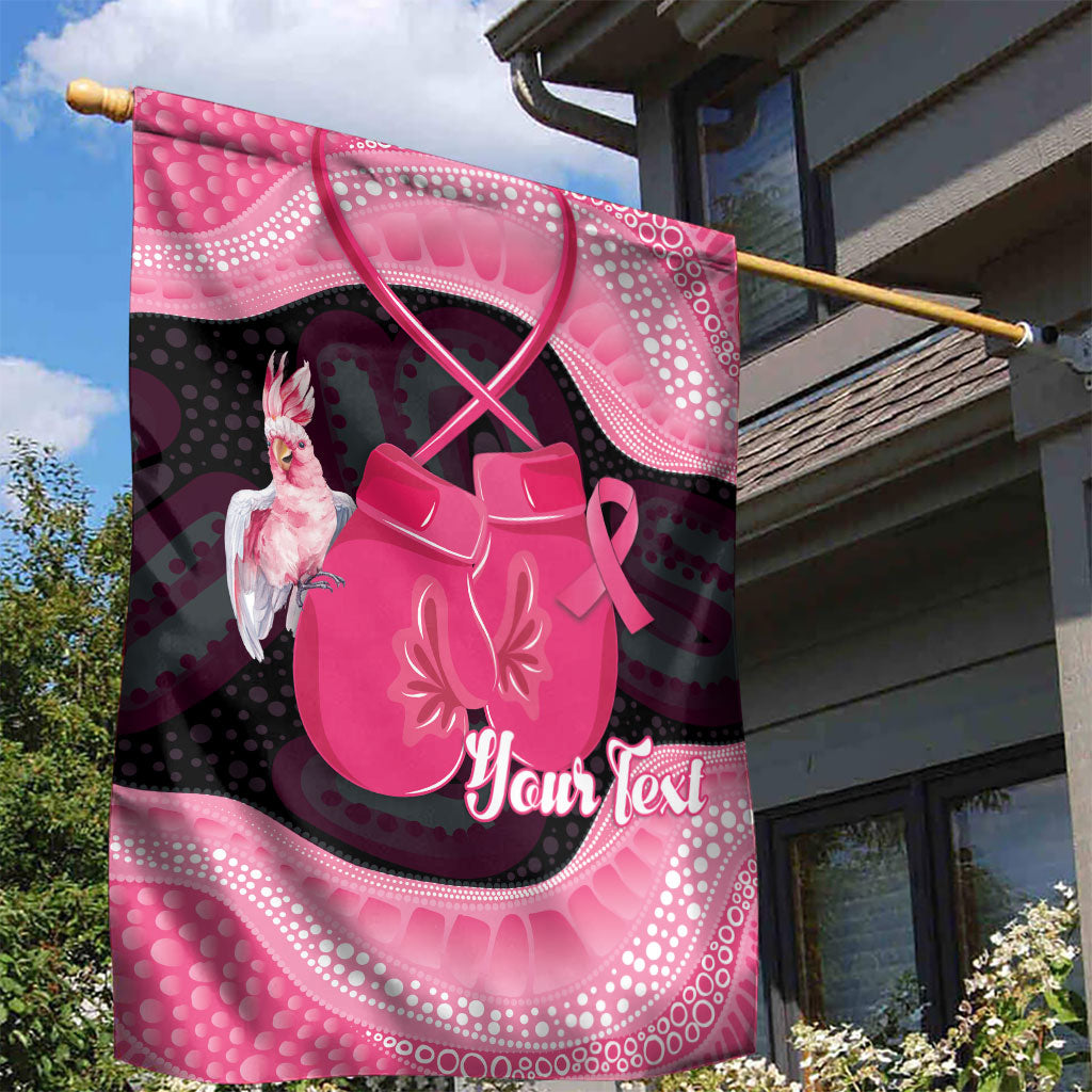 Personalised Australia Breast Cancer Awareness Garden Flag Pink Cockatoo Fight Boxing Gloves Aboriginal Art