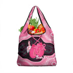 Personalised Australia Breast Cancer Awareness Grocery Bag Pink Cockatoo Fight Boxing Gloves Aboriginal Art
