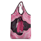Personalised Australia Breast Cancer Awareness Grocery Bag Pink Cockatoo Fight Boxing Gloves Aboriginal Art