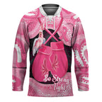 Personalised Australia Breast Cancer Awareness Hockey Jersey Pink Cockatoo Fight Boxing Gloves Aboriginal Art