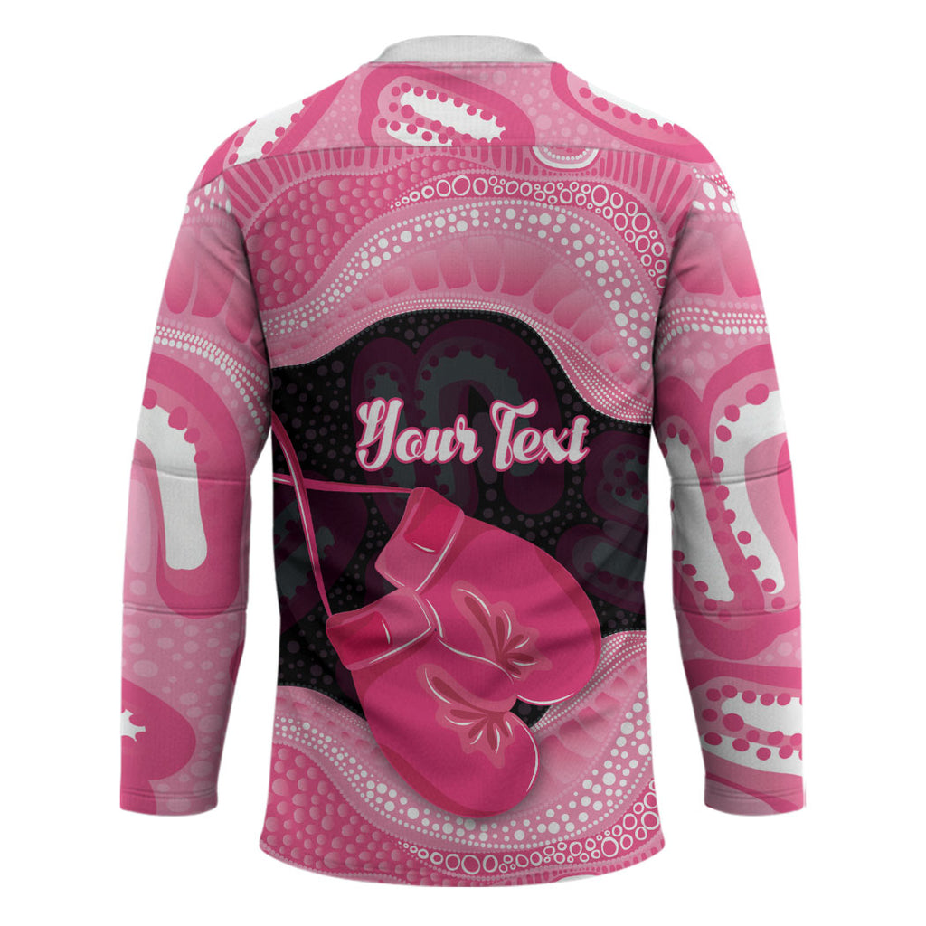 Personalised Australia Breast Cancer Awareness Hockey Jersey Pink Cockatoo Fight Boxing Gloves Aboriginal Art