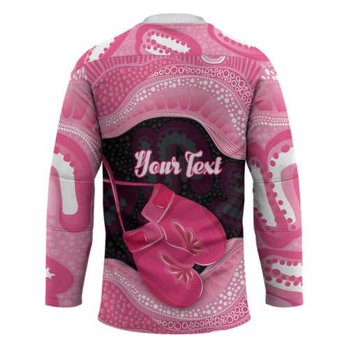 Personalised Australia Breast Cancer Awareness Hockey Jersey Pink Cockatoo Fight Boxing Gloves Aboriginal Art