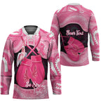Personalised Australia Breast Cancer Awareness Hockey Jersey Pink Cockatoo Fight Boxing Gloves Aboriginal Art