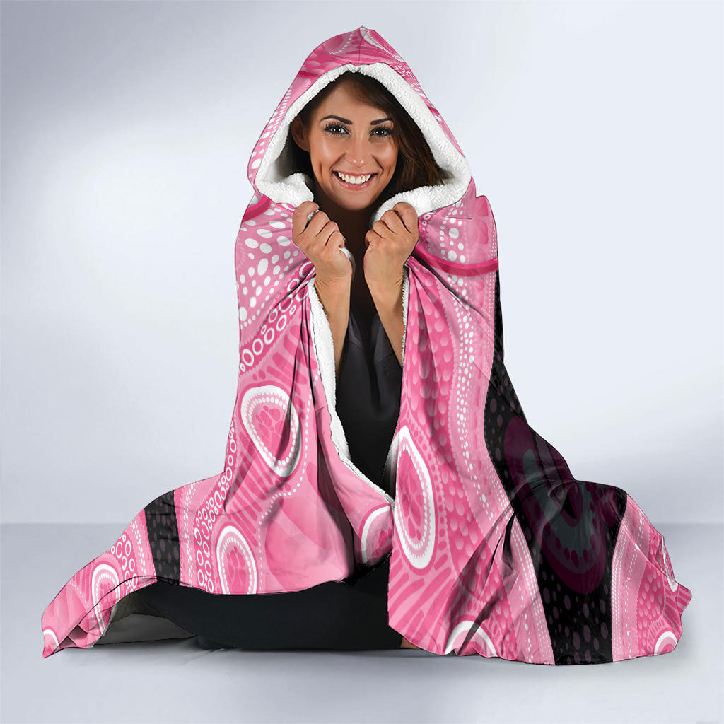 Personalised Australia Breast Cancer Awareness Hooded Blanket Pink Cockatoo Fight Boxing Gloves Aboriginal Art