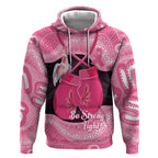 Personalised Australia Breast Cancer Awareness Hoodie Pink Cockatoo Fight Boxing Gloves Aboriginal Art