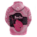 Personalised Australia Breast Cancer Awareness Hoodie Pink Cockatoo Fight Boxing Gloves Aboriginal Art