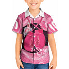 Personalised Australia Breast Cancer Awareness Kid Hawaiian Shirt Pink Cockatoo Fight Boxing Gloves Aboriginal Art