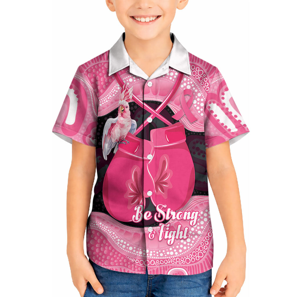 Personalised Australia Breast Cancer Awareness Kid Hawaiian Shirt Pink Cockatoo Fight Boxing Gloves Aboriginal Art